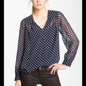Bellatrix Navy Blue Polka Dot Shirt Small